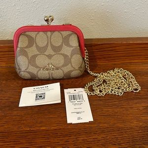 Coach Nora Kisslock Card Case In Signature Canvas